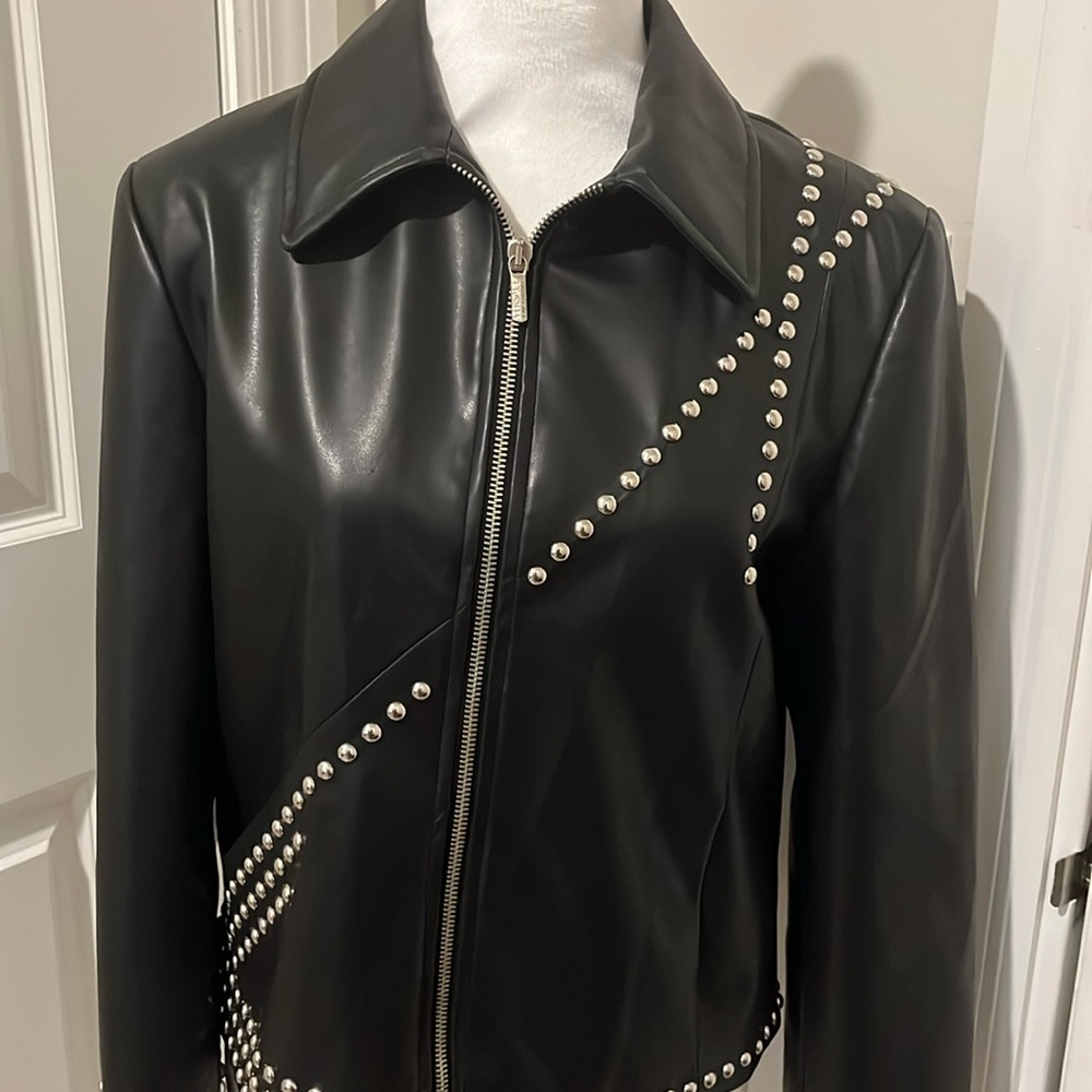 Vintage Versace Jeans Couture, leather like, studded Jacket.